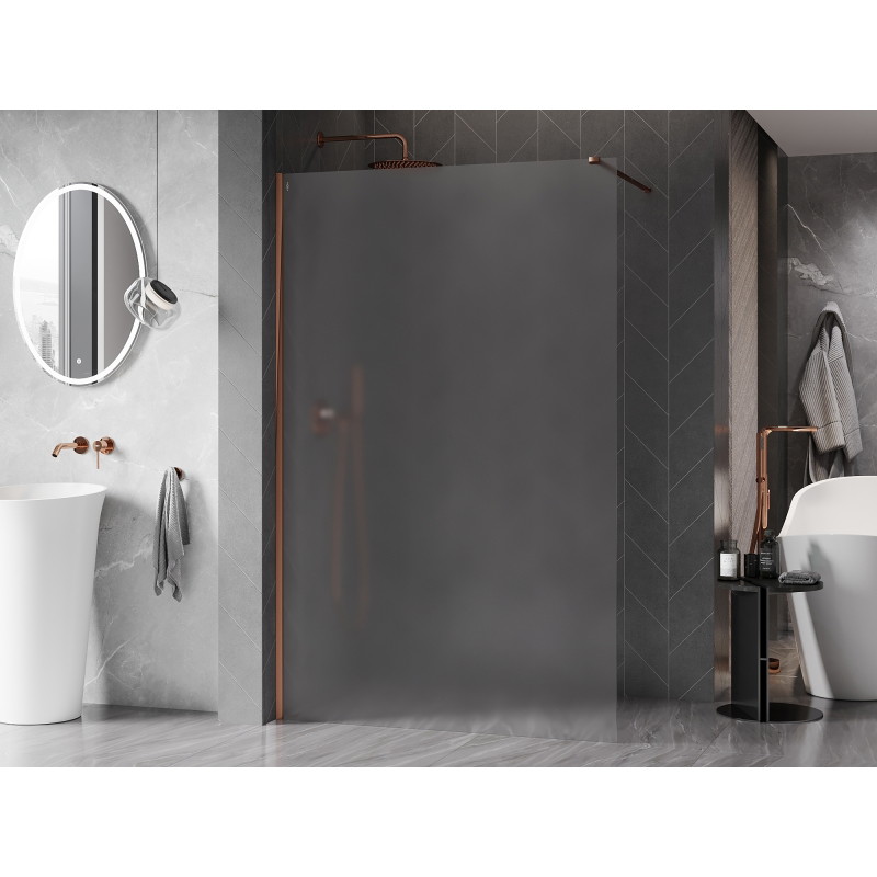 Mexen Kioto-X paroi de douche Walk-in 50 x 200 cm, givre 10 mm, or rose - 800-050-101-60-30-X