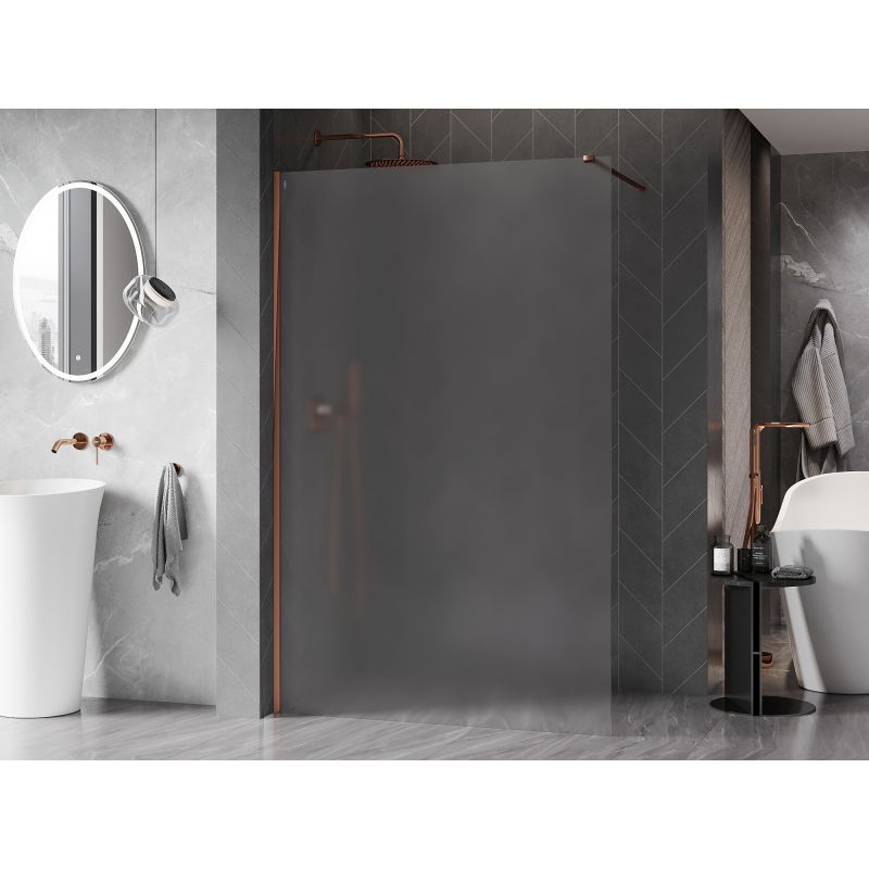 Mexen Kioto-X paroi de douche Walk-in 140 x 200 cm, verre dépoli 10 mm, or rose - 800-140-101-60-30-X