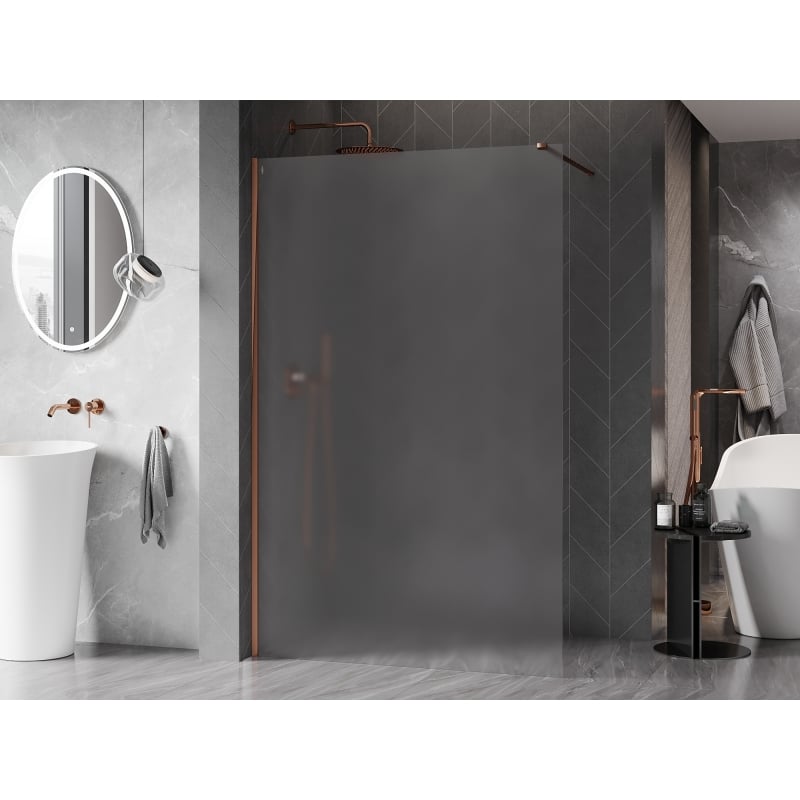 Mexen Kioto-X paroi de douche Walk-in 160 x 200 cm, givre 10 mm, or rose - 800-160-101-60-30-X