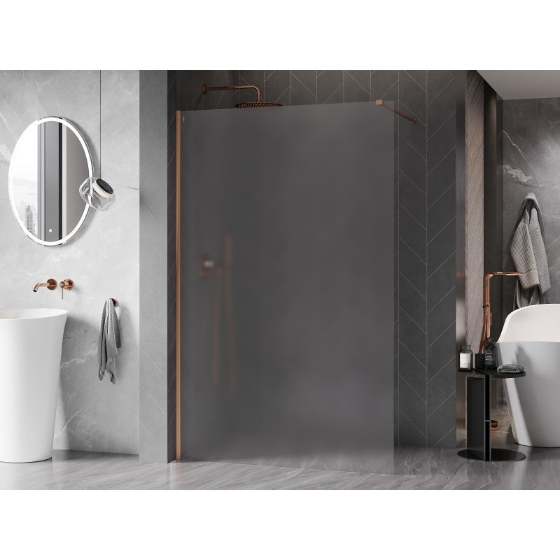 Mexen Kioto-X paroi de douche Walk-in 150 x 200 cm, givrée 10 mm, cuivre brossé - 800-150-101-65-30-X