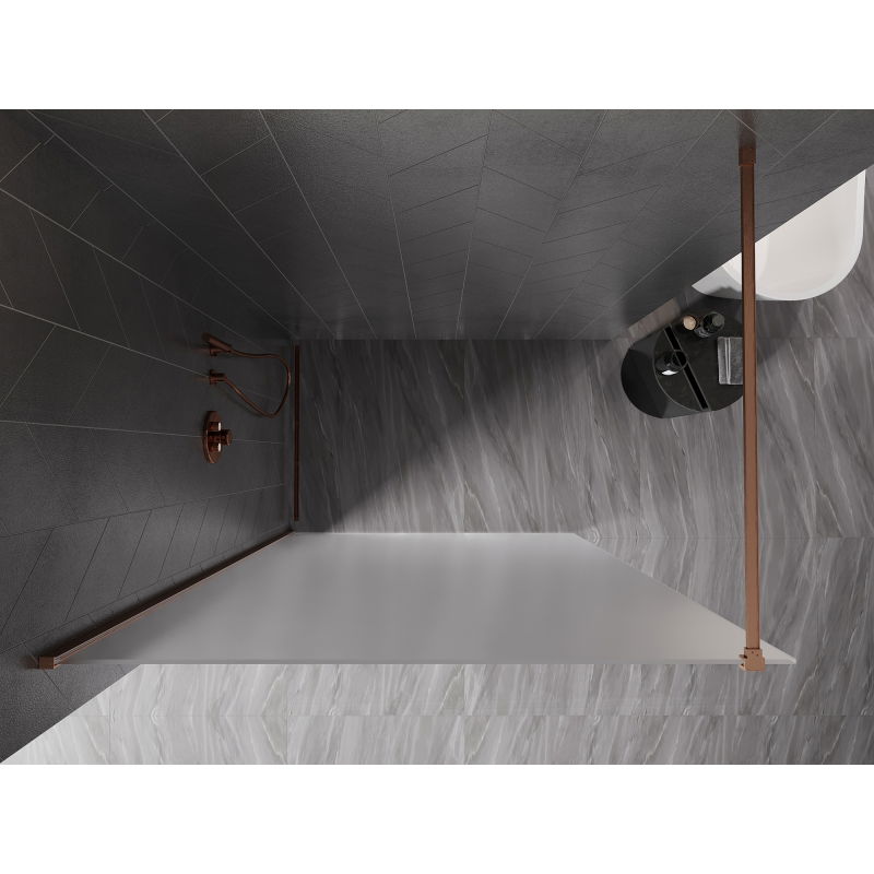 Mexen Kioto-X paroi de douche Walk-in 150 x 200 cm, givrée 10 mm, cuivre brossé - 800-150-101-65-30-X