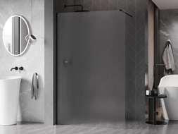 Mexen Kioto-X paroi de douche Walk-in 130 x 200 cm, givrée 10 mm, noire - 800-130-101-70-30-X