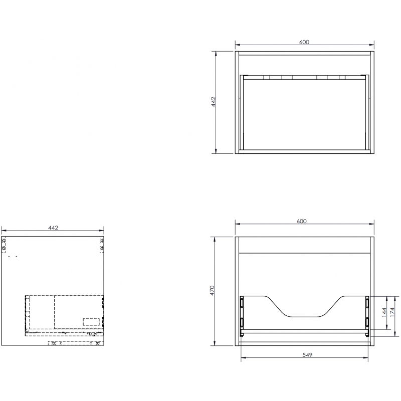 Mexen Box-A corps de meuble sous-vasque 60 cm, 1 tiroir, blanc brillant - 91AX0-0600-470-1-00