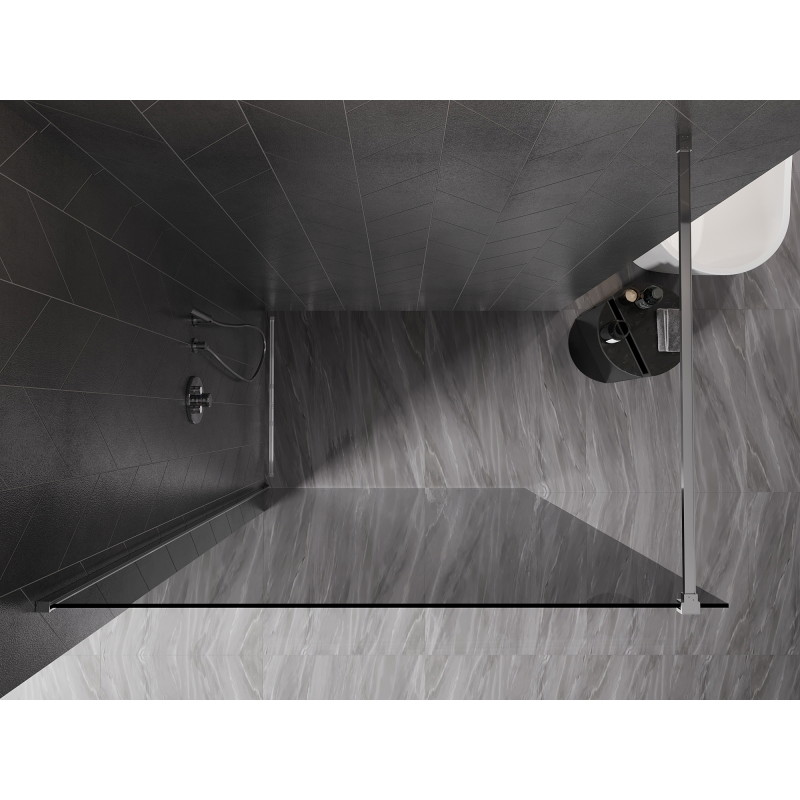 Mexen Kioto-X Paroi de Douche Walk-in 60 x 200 cm, graphite 10 mm, chromé - 800-060-101-01-40-X