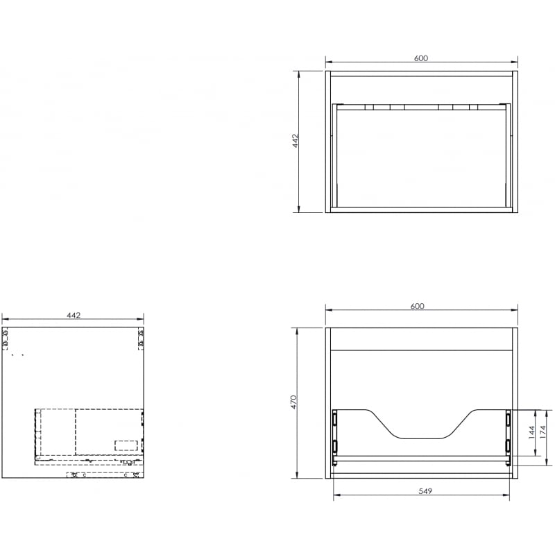 Mexen Box-A corpus de meuble sous-lavabo 60 cm, 1 tiroir, blanc mat - 91AX0-0600-470-1-01