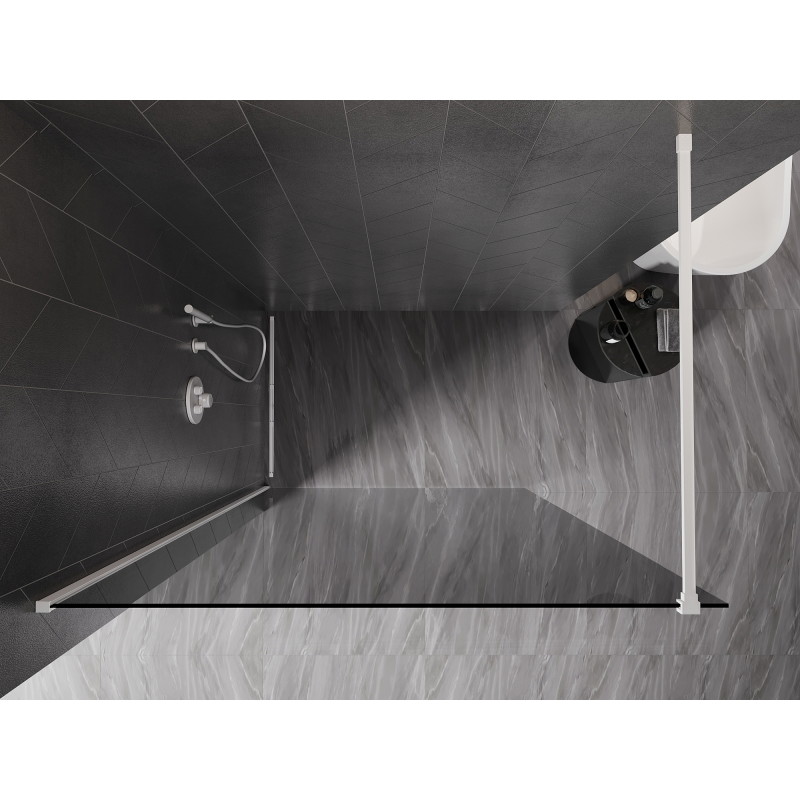 Mexen Kioto-X paroi de douche Walk-in 80 x 200 cm, graphite 10 mm, blanc - 800-080-101-20-40-X