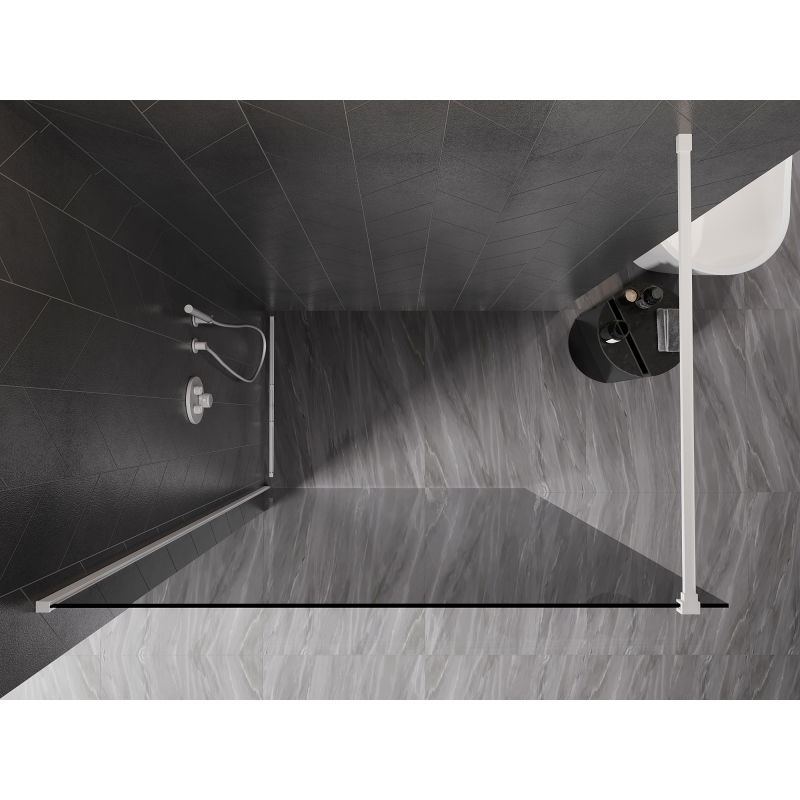 Mexen Kioto-X paroi de douche Walk-in 110 x 200 cm, graphite 10 mm, blanc - 800-110-101-20-40-X