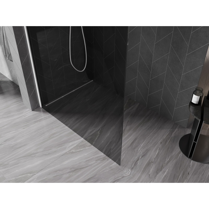 Mexen Kioto-X paroi de douche Walk-in 140 x 200 cm, graphite 10 mm, blanc - 800-140-101-20-40-X
