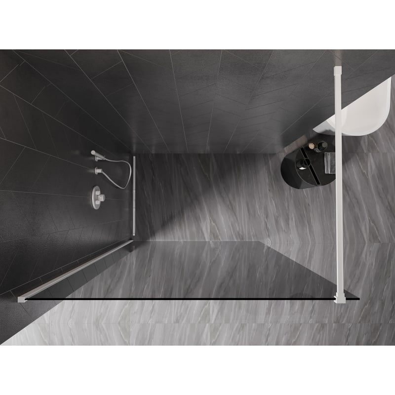 Mexen Kioto-X Paroi de douche Walk-in 150 x 200 cm, graphite 10 mm, blanc - 800-150-101-20-40-X