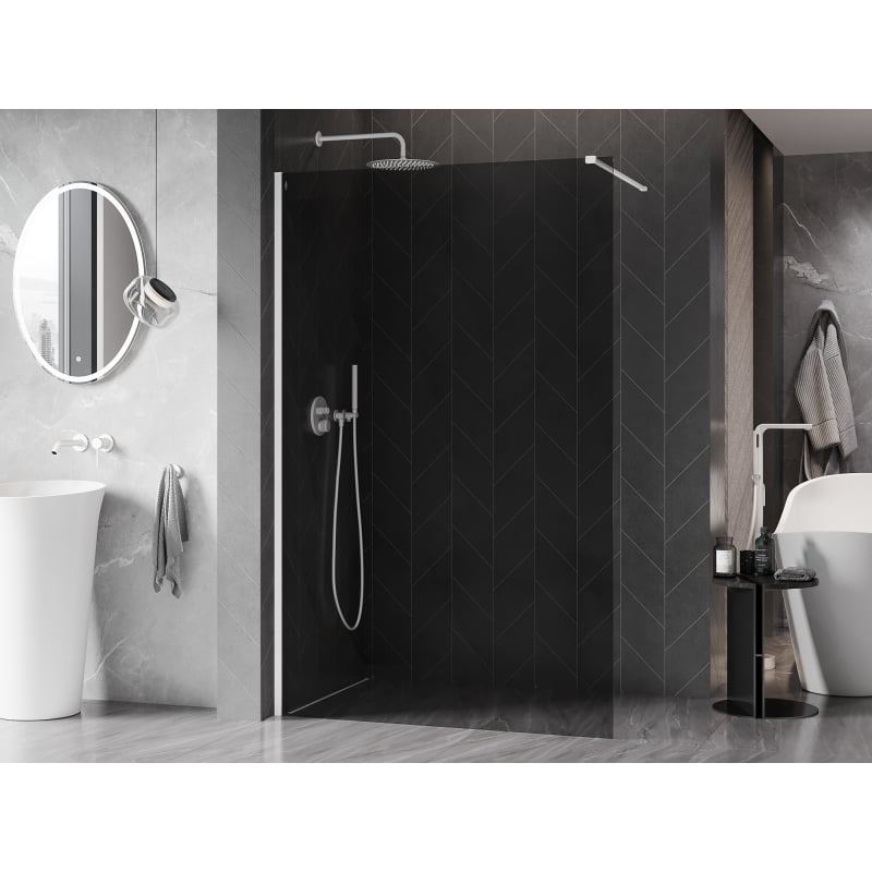 Mexen Kioto-X paroi de douche Walk-in 160 x 200 cm, graphite 10 mm, blanc - 800-160-101-20-40-X