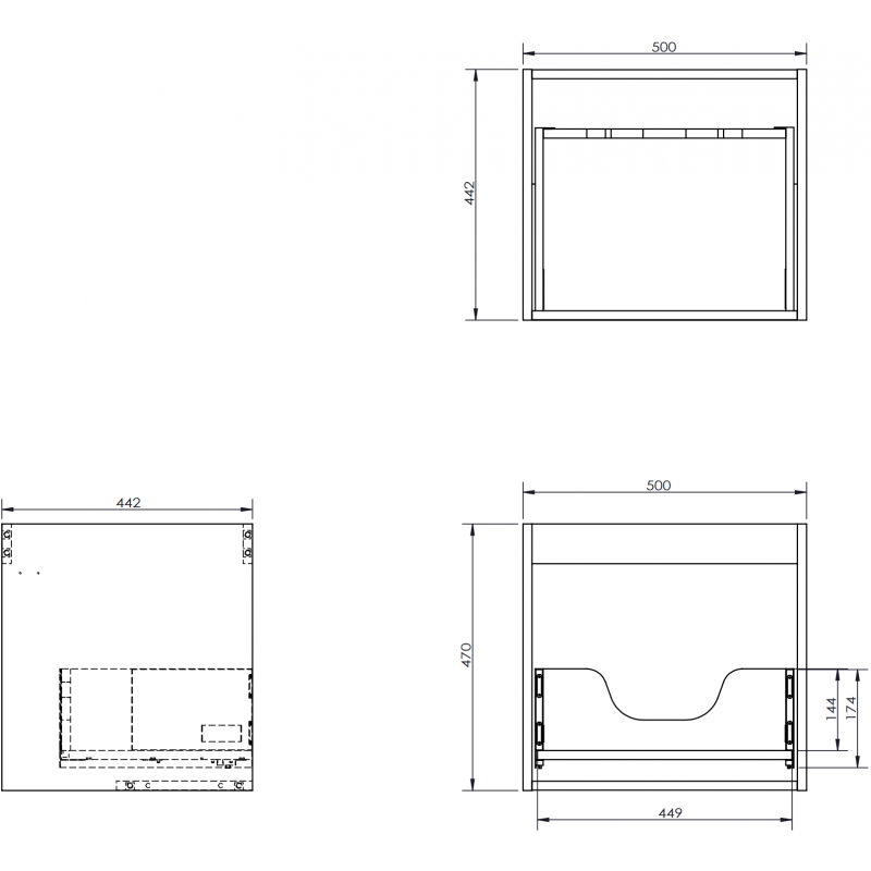 Mexen Box-A corps de meuble sous-vasque 50 cm, 1 tiroir, gris mat - 91AX0-0500-470-1-62