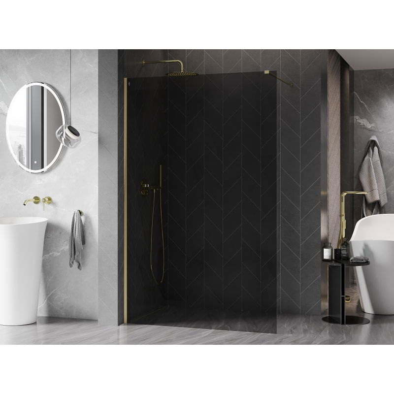 Mexen Kioto-X paroi de douche Walk-in 90 x 200 cm, graphite 10 mm, or brossé - 800-090-101-55-40-X