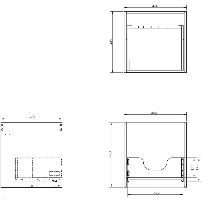 Mexen Box-A corps de meuble sous-vasque 45 cm, 1 tiroir, graphite mat - 91AX0-0450-470-1-66