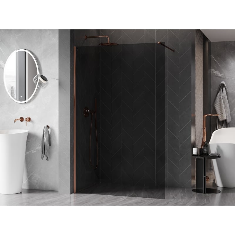 Mexen Kioto-X Paroi de douche Walk-in 60 x 200 cm, graphite 10 mm, or rose - 800-060-101-60-40-X