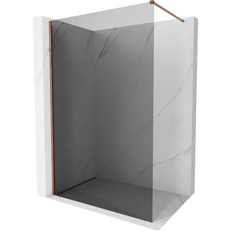 Mexen Kioto-X paroi de douche Walk-in 100 x 200 cm, graphite 10 mm, or rose - 800-100-101-60-40-X