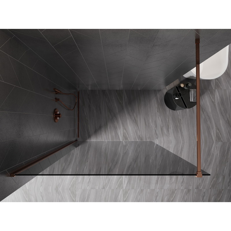 Mexen Kioto-X paroi de douche Walk-in 100 x 200 cm, graphite 10 mm, or rose - 800-100-101-60-40-X