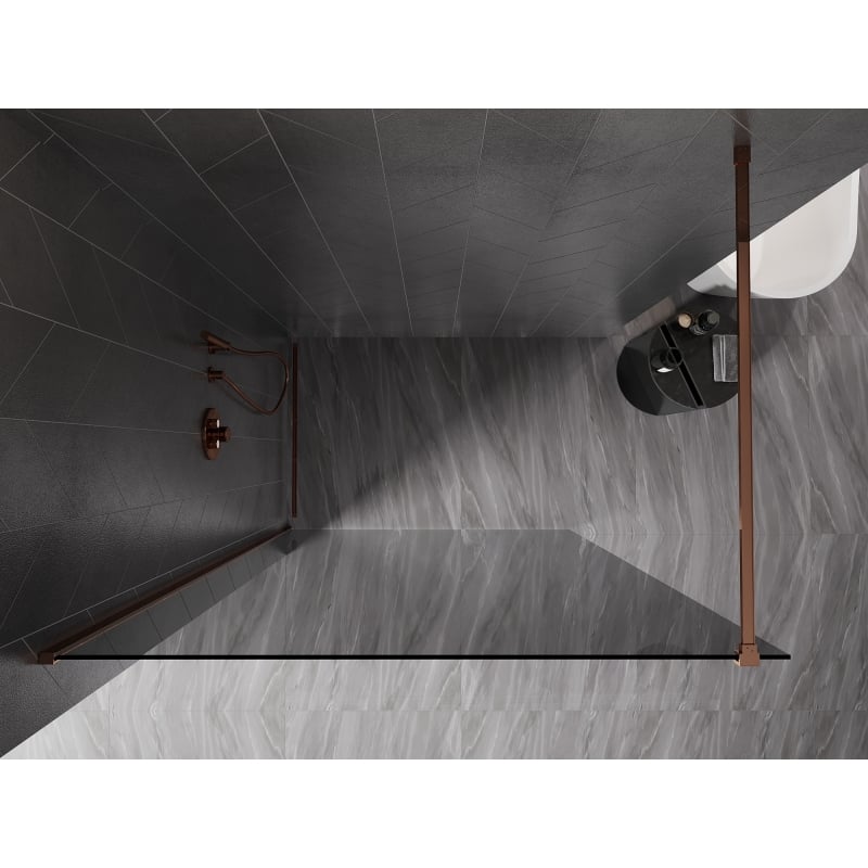 Mexen Kioto-X Paroi de douche Walk-in 120 x 200 cm, graphite 10 mm, or rose - 800-120-101-60-40-X