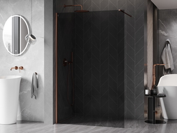 Mexen Kioto-X paroi de douche Walk-in 140 x 200 cm, graphite 10 mm, or rose - 800-140-101-60-40-X