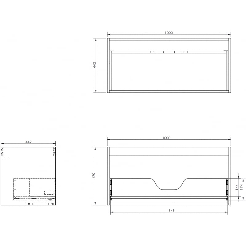 Mexen Box-A corps de meuble sous-lavabo 100 cm, 1 tiroir, graphite mat - 91AX0-1000-470-1-66