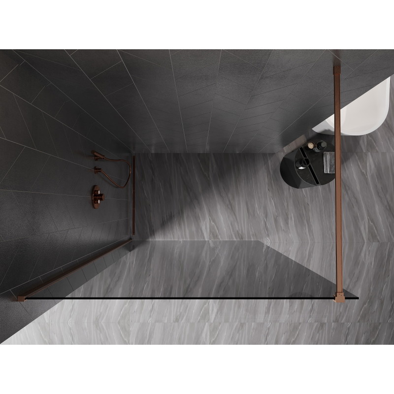 Mexen Kioto-X paroi de douche Walk-in 50 x 200 cm, graphite 10 mm, cuivre brossé - 800-050-101-65-40-X