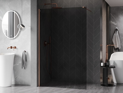 Mexen Kioto-X paroi de douche Walk-in 90 x 200 cm, graphite 10 mm, cuivre brossé - 800-090-101-65-40-X