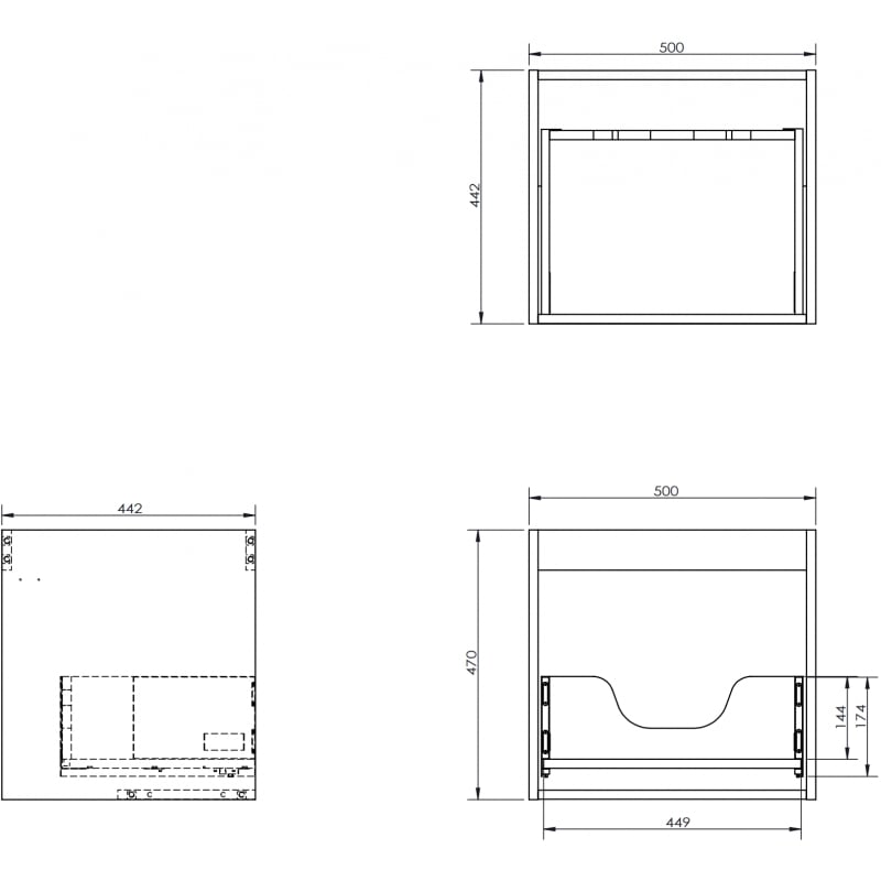 Mexen Box-A corps de meuble sous-lavabo 50 cm, 1 tiroir, noir brillant - 91AX0-0500-470-1-70