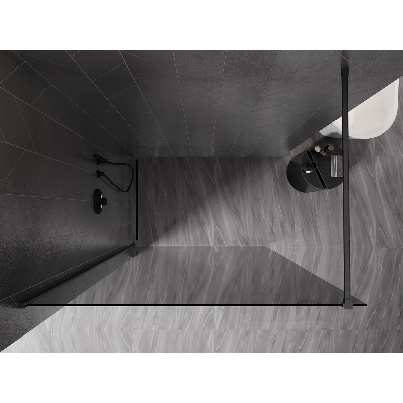 Mexen Kioto-X paroi de douche Walk-in 90 x 200 cm, graphite 10 mm, gris canon brossé - 800-090-101-66-40-X