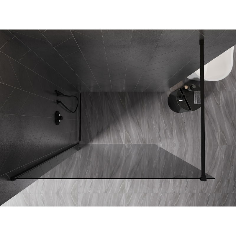 Mexen Kioto-X paroi de douche Walk-in 120 x 200 cm, graphite 10 mm, noir - 800-120-101-70-40-X