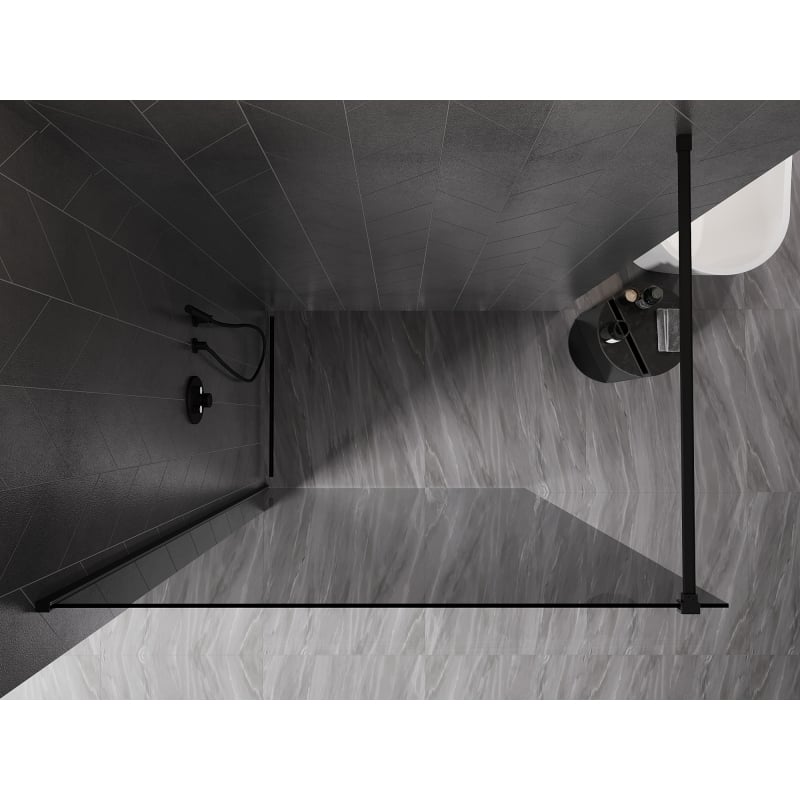 Mexen Kioto-X paroi de douche Walk-in 150 x 200 cm, graphite 10 mm, noir - 800-150-101-70-40-X