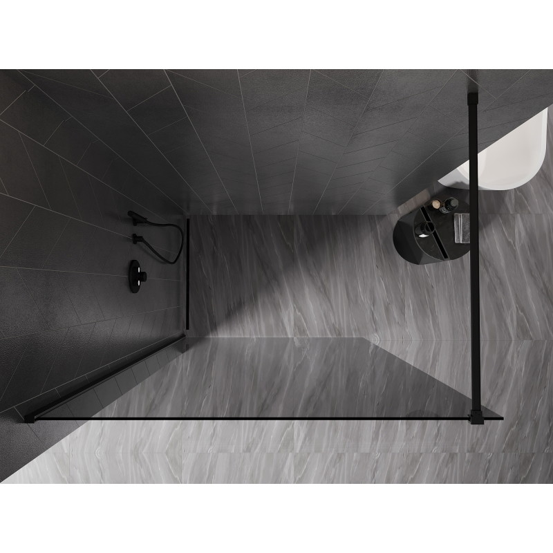 Mexen Kioto-X paroi de douche Walk-in 160 x 200 cm, graphite 10 mm, noir - 800-160-101-70-40-X