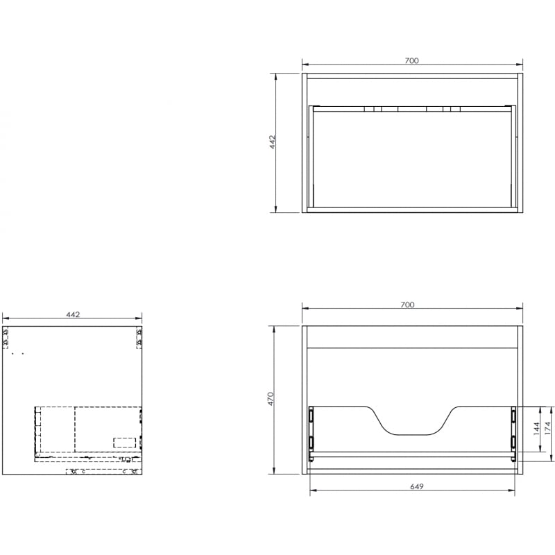Mexen Box-A corps de meuble sous vasque 70 cm, 1 tiroir, chêne - 91AX0-0700-470-1-81
