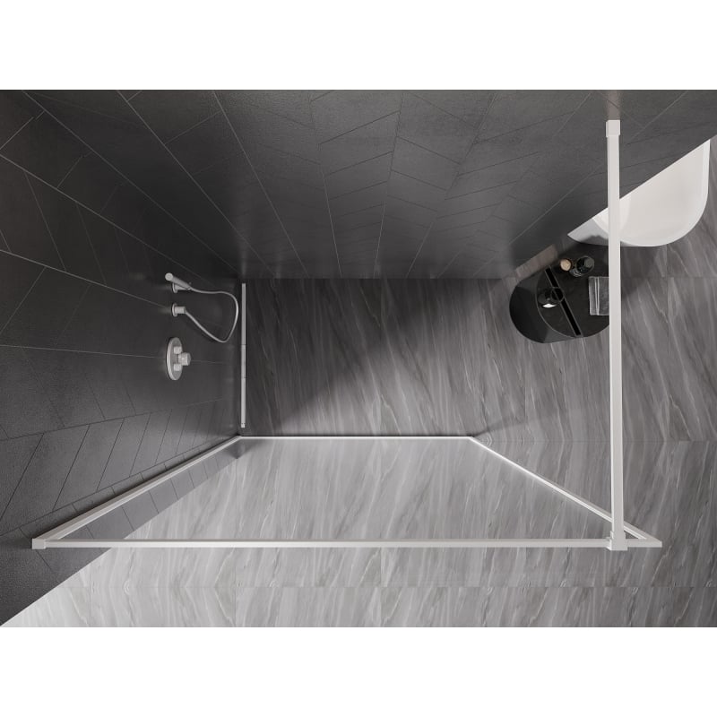 Mexen Kioto-XF paroi de douche Walk-in avec cadre 100 x 202 cm, transparent 10 mm, blanc - 800-100-104-20-00-X