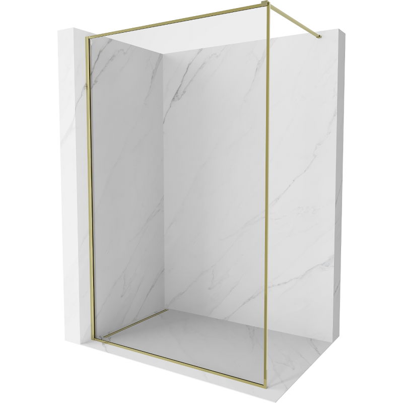 Mexen Kioto-XF paroi de douche Walk-in avec cadre 140 x 202 cm, transparent 10 mm, or - 800-140-104-50-00-X