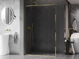 Mexen Kioto-XF paroi de douche Walk-in avec cadre 140 x 202 cm, transparent 10 mm, or - 800-140-104-50-00-X