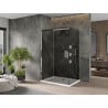 Cabine de douche coulissante Mexen Omega 110 x 90 cm, graphite, chrome + receveur Flat, blanc - 825-110-090-01-40-4010
