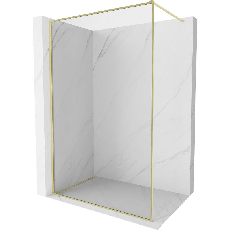 Paroi de douche Mexen Kioto-XF Walk-in avec cadre 140 x 202 cm, transparent 10 mm, or brossé - 800-140-104-55-00-X
