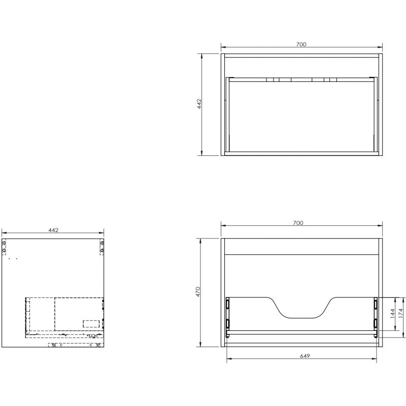Mexen Box-A corps de meuble sous-lavabo 70 cm, 1 tiroir, noyer - 91AX0-0700-470-1-86
