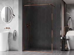 Mexen Kioto-XF paroi de douche Walk-in avec cadre 140 x 202 cm, transparent 10 mm, or rose - 800-140-104-60-00-X