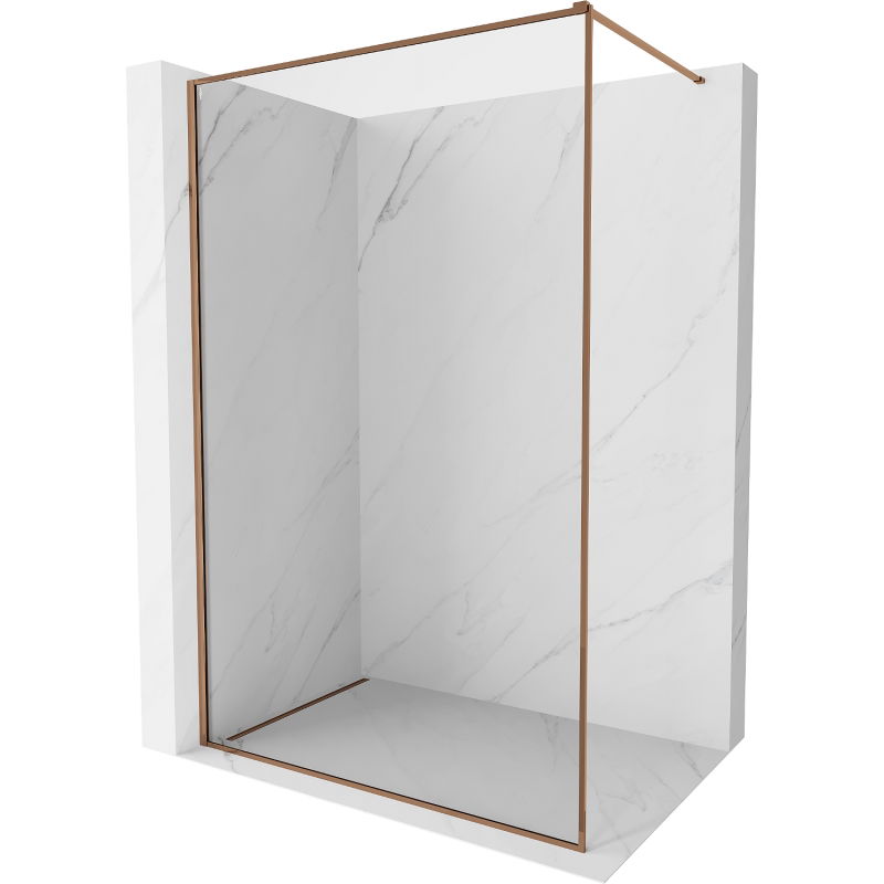 Paroi de douche Walk-in Mexen Kioto-XF avec cadre 160 x 202 cm, transparent 10 mm, or rose - 800-160-104-60-00-X