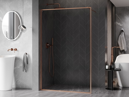 Mexen Kioto-XF paroi de douche Walk-in avec cadre 70 x 202 cm, transparent 10 mm, cuivre brossé - 800-070-104-65-00-X
