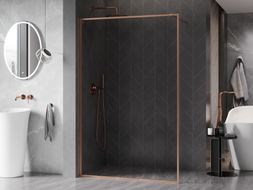 Mexen Kioto-XF paroi de douche Walk-in avec cadre 90 x 202 cm, transparent 10 mm, cuivre brossé - 800-090-104-65-00-X