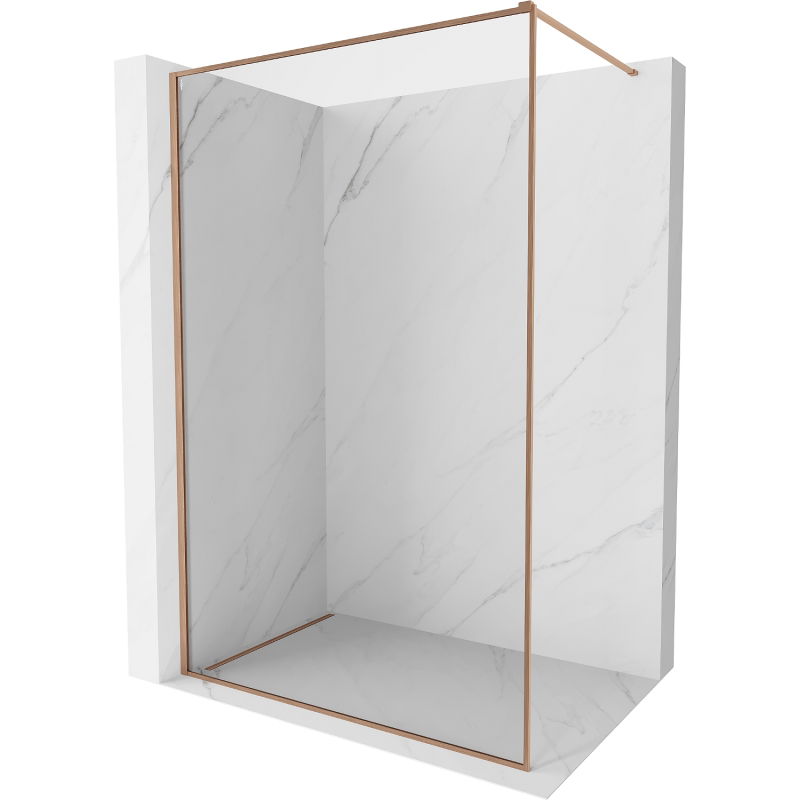 Mexen Kioto-XF paroi de douche Walk-in avec cadre 140 x 202 cm, transparent 10 mm, cuivre brossé - 800-140-104-65-00-X