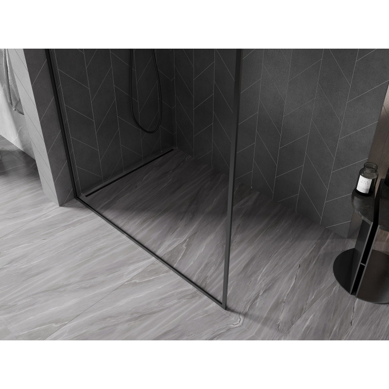 Mexen Kioto-XF paroi de douche Walk-in avec cadre 50 x 202 cm, transparent 10 mm, noir - 800-050-104-70-00-X