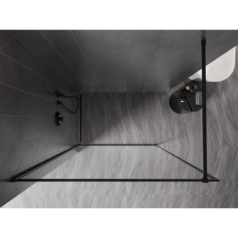 Mexen Kioto-XF paroi de douche Walk-in avec cadre 50 x 202 cm, transparent 10 mm, noir - 800-050-104-70-00-X