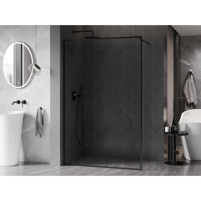Mexen Kioto-XF paroi de douche Walk-in avec cadre 110 x 202 cm, transparent 10 mm, noir - 800-110-104-70-00-X