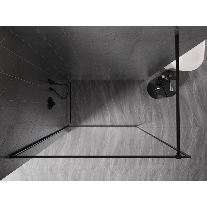 Mexen Kioto-XF paroi de douche Walk-in avec cadre 130 x 202 cm, transparent 10 mm, noir - 800-130-104-70-00-X