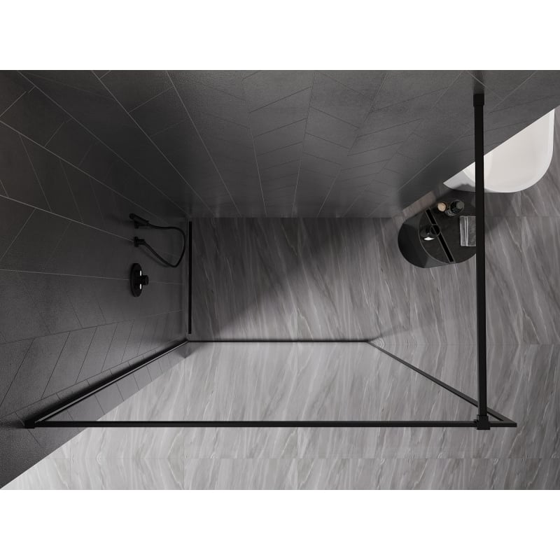 Mexen Kioto-XF paroi de douche Walk-in avec cadre 140 x 202 cm, transparent 10 mm, noir - 800-140-104-70-00-X
