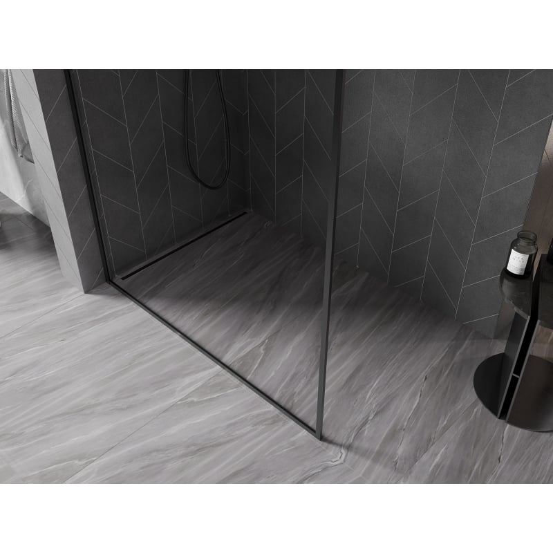 Mexen Kioto-XF paroi de douche Walk-in avec cadre 150 x 202 cm, transparent 10 mm, noir - 800-150-104-70-00-X