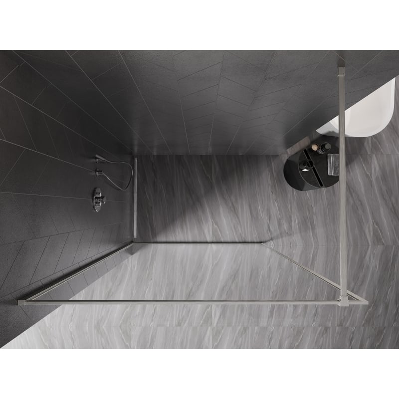 Mexen Kioto-XF paroi de douche Walk-in avec cadre 80 x 202 cm, transparent 10 mm, nickel brossé - 800-080-104-97-00-X
