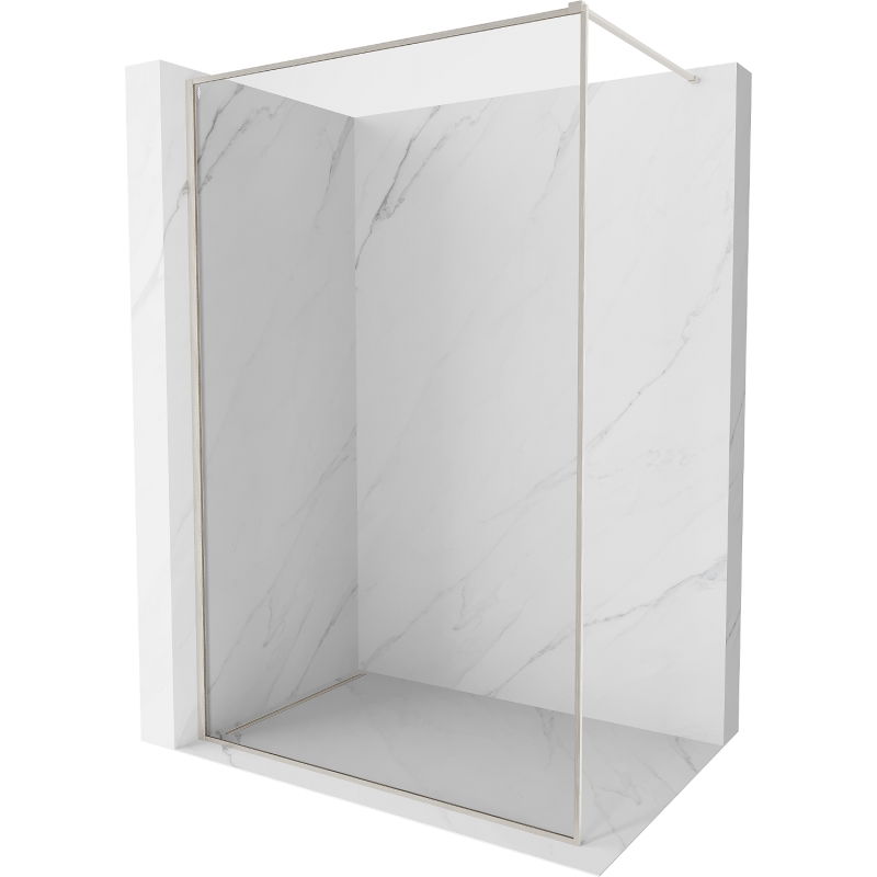Mexen Kioto-XF paroi de douche Walk-in avec cadre 140 x 202 cm, transparent 10 mm, nickel brossé - 800-140-104-97-00-X